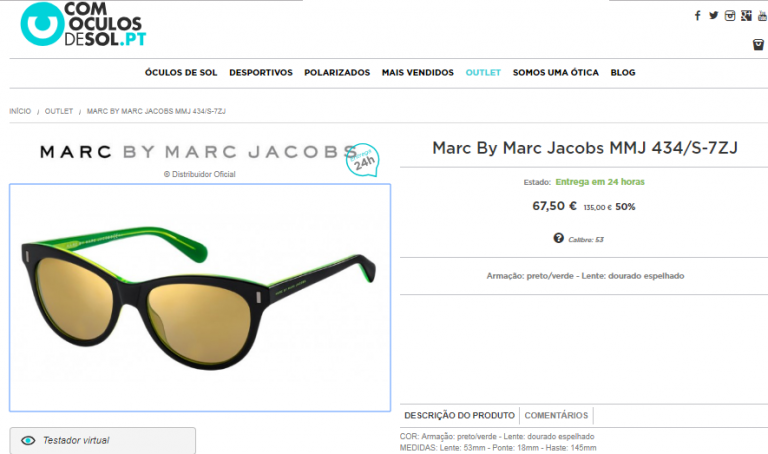 Marc Jacobs MMJ 434/S-7ZU com 50% de desconto!!!