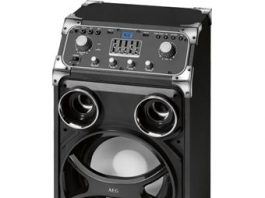 Sistema de som portátil AEG com Bluetooth/ função Karaoke