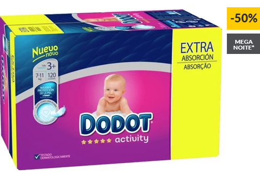 Fraldas DODOT Activity Extra Box T3 (120 unidades)