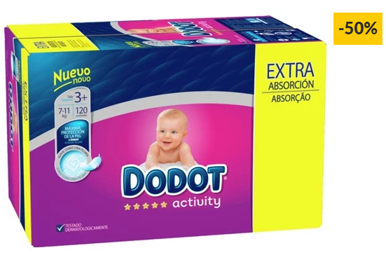 Fraldas DODOT Activity Extra Box T3 (120 unidades)