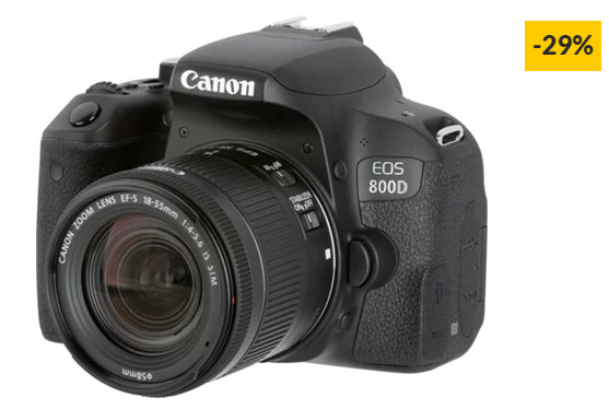 Kit Máquina Fotográfica Reflex CANON EOS 800D + EF-S18-55 F4-5.6IS STM (24.2 MP – Sensor: APS-C – ISO: 100 a 25600)