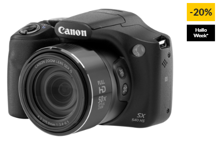 Máquina Fotográfica Bridge CANON Powershot SX540 HS (Preto – 20.3 MP – ISO: Auto até 3200 – Zoom Ótico: 50x)