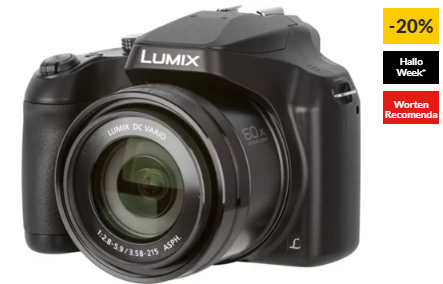 Máquina Fotográfica Bridge PANASONIC Lumix DC-FZ82EG-K (Preto – 18.1 MP – ISO: 80-6400 – Zoom Ótico: 60x)