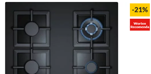 Placa de Gás BOSCH PPH6A6B20 (Gás Natural – 59 cm – Preto)