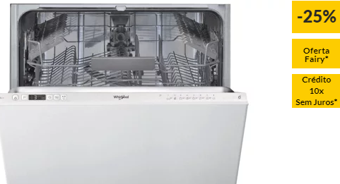 Máquina de Lavar Loiça Encastre WHIRLPOOL WIC 3C26 PF (14 Conjuntos – 60 cm – Inox)