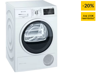 Máquina de Secar Roupa SIEMENS WT45G239EE (8 kg – Bomba de Calor – Branco)