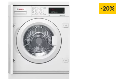Máquina de Lavar Roupa Encastre BOSCH WIW28300ES (8 kg – 1400 rpm – Branco)