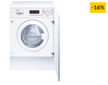 Máquina de Lavar e Secar Roupa Encastre BOSCH  WKD28541EE (4/7 kg – 1400 rpm – Branco)