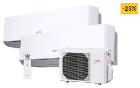 Ar Condicionado FUJITSU ASY3525U11MI-LMC (18 m² + 24 m² – 18000 BTU – Branco)