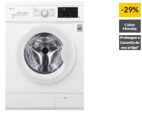 Máquina de Lavar Roupa LG FH2J3TDN0 (8 kg – 1200 rpm – Branco)