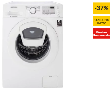 Máquina de Lavar Roupa SAMSUNG AddWash WW90K4433YW (9 kg – 1400 rpm – Branco)