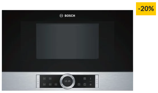 Micro-ondas Encastre BOSCH BFL634GS1 (21 L – Sem Grill – Inox)