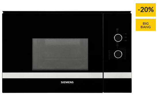 Micro-ondas Encastre SIEMENS BF520LMR0 (20 L – Sem Grill – Preto)